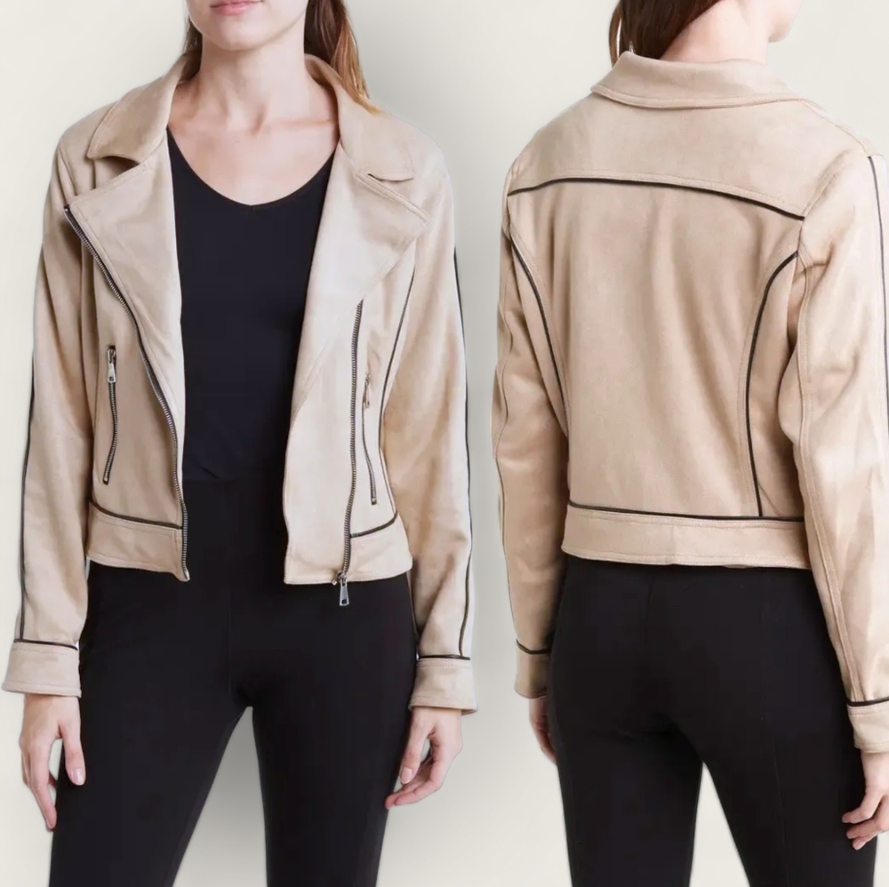 NEW Laundry by Shelli Segal Faux Suede Moto Jacket Size Medium